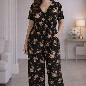 Xhilaration Floral Jumpsuit Size XL Romantic Work Professional